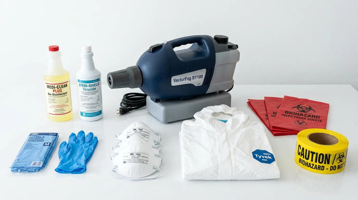 Professional biohazard remediation crew working in Pittville